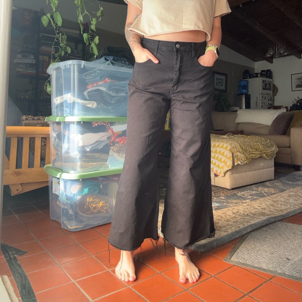 Anthropologie Maeve Wide Leg Black Denim Pants